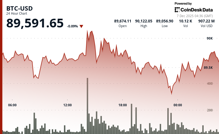 24 hours chart of the price of BTC