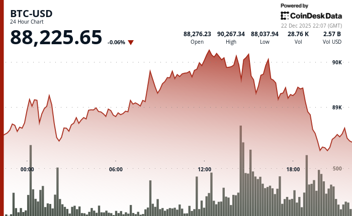 24 hours chart of the price of BTC