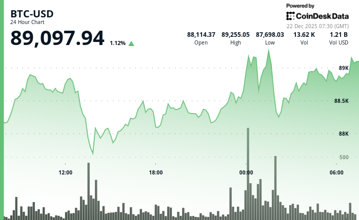 24 hours chart of the price of BTC